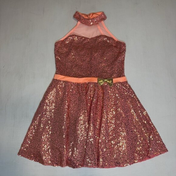 Revolution Dance Costume CORAL Sequins XL Child Solo Lyrical Figure Ice Skate - Picture 3 of 15